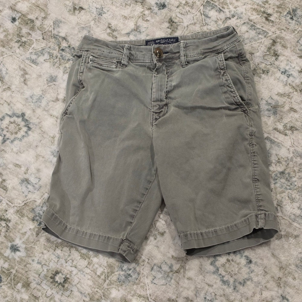 American Eagle Outfitters Mens 28 Slim Active Flex Chino Shorts Gray